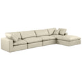  Manufacturer Color_Cream -- Comfy 158" Cream Vegan Leather Upholstered 5 pc Modular Sectional IMAGE 1