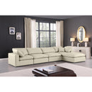  Manufacturer Color_Cream -- Comfy 158" Cream Vegan Leather Upholstered 5 pc Modular Sectional IMAGE 3