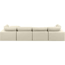  Manufacturer Color_Cream -- Comfy 158" Cream Vegan Leather Upholstered 5 pc Modular Sectional IMAGE 5