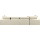  Manufacturer Color_Cream -- Comfy 158" Cream Vegan Leather Upholstered 5 pc Modular Sectional IMAGE 6