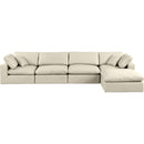  Manufacturer Color_Cream -- Comfy 158" Cream Vegan Leather Upholstered 5 pc Modular Sectional IMAGE 8