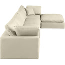  Manufacturer Color_Cream -- Comfy 158" Cream Vegan Leather Upholstered 5 pc Modular Sectional IMAGE 9