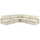  Manufacturer Color_Cream -- Comfy 118" Cream Vegan Leather Upholstered 5 pc Modular Sectional IMAGE 1