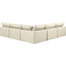  Manufacturer Color_Cream -- Comfy 118" Cream Vegan Leather Upholstered 5 pc Modular Sectional IMAGE 3