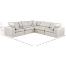  Manufacturer Color_Cream -- Comfy 119" Cream Vegan Leather Upholstered 5 pc Modular Sectional IMAGE 10