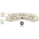  Manufacturer Color_Cream -- Comfy 119" Cream Vegan Leather Upholstered 5 pc Modular Sectional IMAGE 11