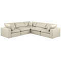  Manufacturer Color_Cream -- Comfy 119" Cream Vegan Leather Upholstered 5 pc Modular Sectional IMAGE 1