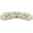  Manufacturer Color_Cream -- Comfy 119" Cream Vegan Leather Upholstered 5 pc Modular Sectional IMAGE 1