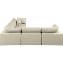  Manufacturer Color_Cream -- Comfy 119" Cream Vegan Leather Upholstered 5 pc Modular Sectional IMAGE 5