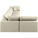  Manufacturer Color_Cream -- Comfy 158" Cream Vegan Leather Upholstered 5 pc Modular Sectional IMAGE 10