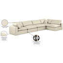  Manufacturer Color_Cream -- Comfy 158" Cream Vegan Leather Upholstered 5 pc Modular Sectional IMAGE 16