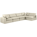  Manufacturer Color_Cream -- Comfy 158" Cream Vegan Leather Upholstered 5 pc Modular Sectional IMAGE 1