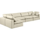  Manufacturer Color_Cream -- Comfy 158" Cream Vegan Leather Upholstered 5 pc Modular Sectional IMAGE 2