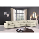  Manufacturer Color_Cream -- Comfy 158" Cream Vegan Leather Upholstered 5 pc Modular Sectional IMAGE 3