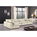  Manufacturer Color_Cream -- Comfy 158" Cream Vegan Leather Upholstered 5 pc Modular Sectional IMAGE 4