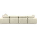  Manufacturer Color_Cream -- Comfy 158" Cream Vegan Leather Upholstered 5 pc Modular Sectional IMAGE 5