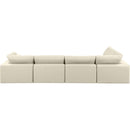  Manufacturer Color_Cream -- Comfy 158" Cream Vegan Leather Upholstered 5 pc Modular Sectional IMAGE 6