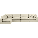  Manufacturer Color_Cream -- Comfy 158" Cream Vegan Leather Upholstered 5 pc Modular Sectional IMAGE 7