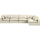  Manufacturer Color_Cream -- Comfy 158" Cream Vegan Leather Upholstered 5 pc Modular Sectional IMAGE 8