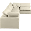  Manufacturer Color_Cream -- Comfy 158" Cream Vegan Leather Upholstered 5 pc Modular Sectional IMAGE 9