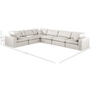  Manufacturer Color_Cream -- Comfy 158" Cream Vegan Leather Upholstered 6 pc Modular Sectional IMAGE 10
