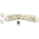  Manufacturer Color_Cream -- Comfy 158" Cream Vegan Leather Upholstered 6 pc Modular Sectional IMAGE 11