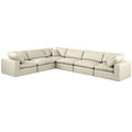  Manufacturer Color_Cream -- Comfy 158" Cream Vegan Leather Upholstered 6 pc Modular Sectional IMAGE 1