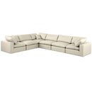  Manufacturer Color_Cream -- Comfy 158" Cream Vegan Leather Upholstered 6 pc Modular Sectional IMAGE 1