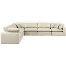  Manufacturer Color_Cream -- Comfy 158" Cream Vegan Leather Upholstered 6 pc Modular Sectional IMAGE 4