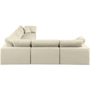  Manufacturer Color_Cream -- Comfy 158" Cream Vegan Leather Upholstered 6 pc Modular Sectional IMAGE 5