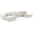  Manufacturer Color_Cream -- Comfy 158" Cream Vegan Leather Upholstered 6 pc Modular Sectional IMAGE 10