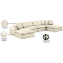  Manufacturer Color_Cream -- Comfy 158" Cream Vegan Leather Upholstered 6 pc Modular Sectional IMAGE 11