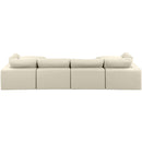  Manufacturer Color_Cream -- Comfy 158" Cream Vegan Leather Upholstered 6 pc Modular Sectional IMAGE 3