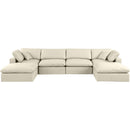  Manufacturer Color_Cream -- Comfy 158" Cream Vegan Leather Upholstered 6 pc Modular Sectional IMAGE 4
