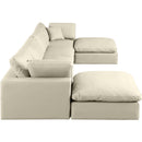 Manufacturer Color_Cream -- Comfy 158" Cream Vegan Leather Upholstered 6 pc Modular Sectional IMAGE 5