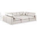  Manufacturer Color_Cream -- Comfy 119" Cream Vegan Leather Upholstered 6 pc Modular Sectional IMAGE 10