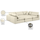  Manufacturer Color_Cream -- Comfy 119" Cream Vegan Leather Upholstered 6 pc Modular Sectional IMAGE 11