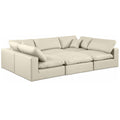 Manufacturer Color_Cream -- Comfy 119" Cream Vegan Leather Upholstered 6 pc Modular Sectional IMAGE 1