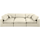  Manufacturer Color_Cream -- Comfy 119" Cream Vegan Leather Upholstered 6 pc Modular Sectional IMAGE 4