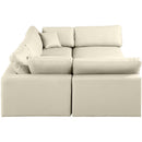  Manufacturer Color_Cream -- Comfy 119" Cream Vegan Leather Upholstered 6 pc Modular Sectional IMAGE 5
