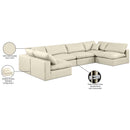  Manufacturer Color_Cream -- Comfy 158" Cream Vegan Leather Upholstered 6 pc Modular Sectional IMAGE 11