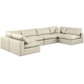  Manufacturer Color_Cream -- Comfy 158" Cream Vegan Leather Upholstered 6 pc Modular Sectional IMAGE 1
