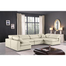  Manufacturer Color_Cream -- Comfy 158" Cream Vegan Leather Upholstered 6 pc Modular Sectional IMAGE 2