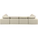  Manufacturer Color_Cream -- Comfy 158" Cream Vegan Leather Upholstered 6 pc Modular Sectional IMAGE 3