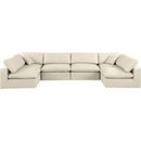  Manufacturer Color_Cream -- Comfy 158" Cream Vegan Leather Upholstered 6 pc Modular Sectional IMAGE 4