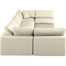  Manufacturer Color_Cream -- Comfy 158" Cream Vegan Leather Upholstered 6 pc Modular Sectional IMAGE 5