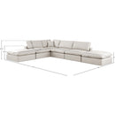  Manufacturer Color_Cream -- Comfy 157" Cream Vegan Leather Upholstered 6 pc Modular Sectional IMAGE 10