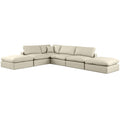  Manufacturer Color_Cream -- Comfy 157" Cream Vegan Leather Upholstered 6 pc Modular Sectional IMAGE 1