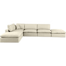  Manufacturer Color_Cream -- Comfy 157" Cream Vegan Leather Upholstered 6 pc Modular Sectional IMAGE 4