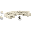  Manufacturer Color_Cream -- Comfy 158" Cream Vegan Leather Upholstered 7 pc Modular Sectional IMAGE 11